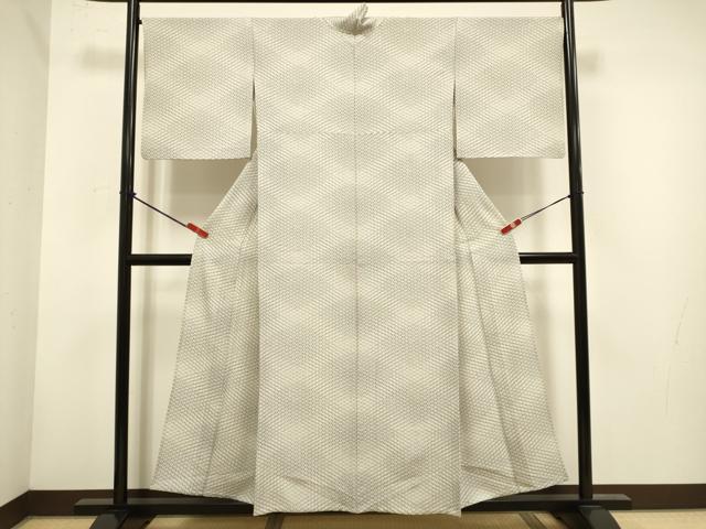 平和屋着物▽上質な小紋 単衣 麻の葉文様 正絹 逸品 DABH4643du