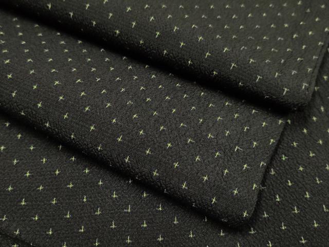 平和屋着物▽本塩沢 単衣 十字絣 黒地 正絹 逸品 DABH4651du