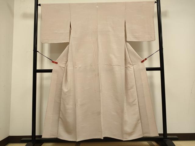 平和屋着物▽上質な色無地 単衣 芝霞地紋 洗柿色 正絹 逸品 DABH4653du
