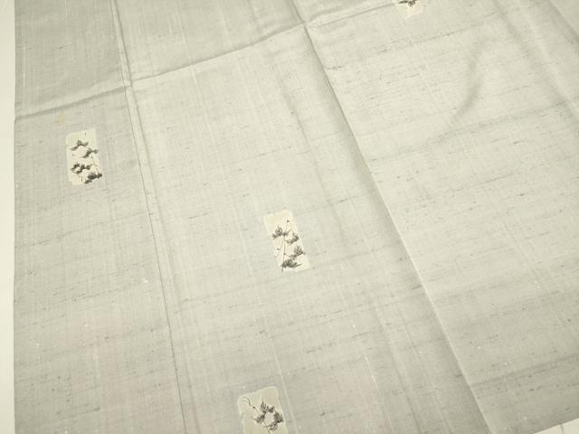 平和屋着物▽上質な紬 単衣 作家物 手描き 短冊蔦の葉文 正絹 逸品 DABH4661du