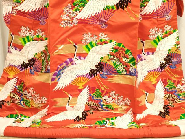 平和屋本店●色打掛 お引きずり 和装 婚礼 結婚式 花嫁 神社挙式 唐織 飛鶴扇花文 金銀糸 逸品 DABH4667du