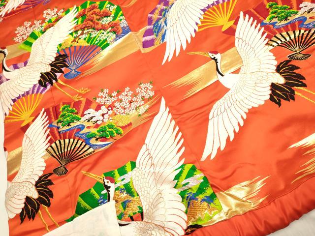 平和屋本店●色打掛 お引きずり 和装 婚礼 結婚式 花嫁 神社挙式 唐織 飛鶴扇花文 金銀糸 逸品 DABH4667du
