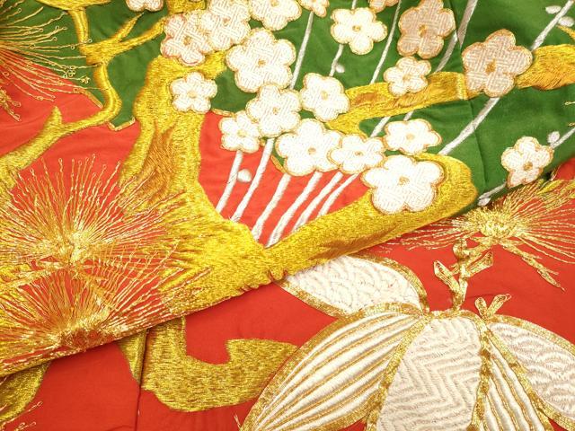 平和屋本店●色打掛 お引きずり 和装 婚礼 結婚式 花嫁 神社挙式 駒刺繍 総刺繍 飛鶴花文 松竹梅 金銀糸 逸品 DABH4669du