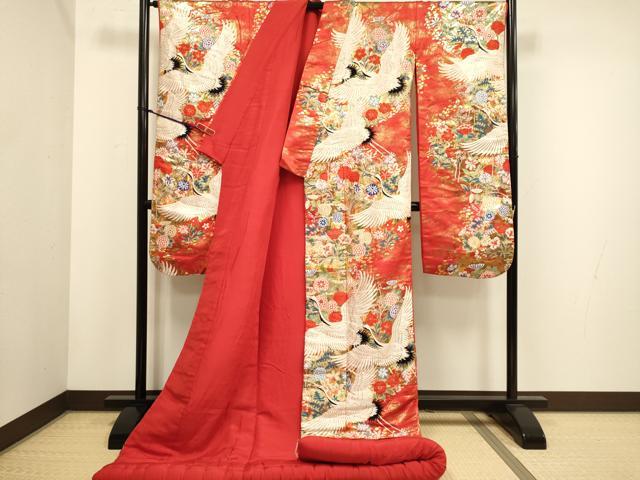 平和屋本店●色打掛 お引きずり 和装 婚礼 結婚式 花嫁 神社挙式 唐織 飛鶴花文 金糸 逸品 DABH4672du