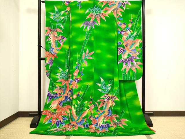 平和屋本店●お引きずり・お引き摺り・引き振袖 和装 結婚式 舞妓 芸妓 芸者 衣装 駒刺繍 型染 飛鶴笹梅文 暈し染め 逸品 DABH4675du