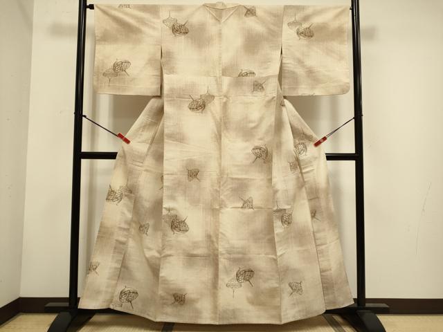 平和屋着物▽上質な紬 単衣 独楽 正絹 逸品 DABH4689du