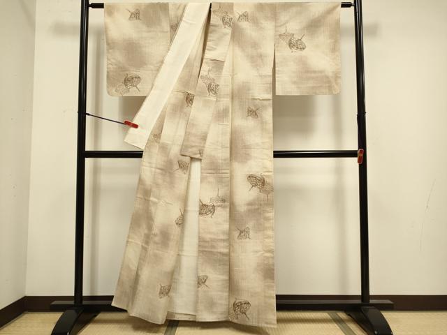 平和屋着物▽上質な紬 単衣 独楽 正絹 逸品 DABH4689du