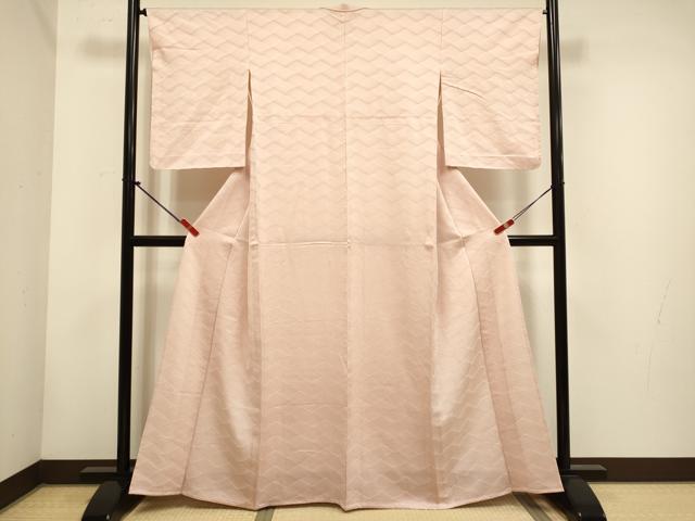 平和屋着物▽上質な色無地 単衣 立波地紋 一斤染色 正絹 逸品 DABH4692du