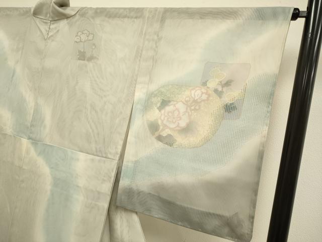 平和屋着物▽訪問着 無双 紗袷 紗×紗 草花文 暈し染め 金彩 正絹 逸品 DABH4717du