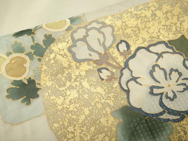 平和屋着物▽訪問着 無双 紗袷 紗×紗 草花文 暈し染め 金彩 正絹 逸品 DABH4717du