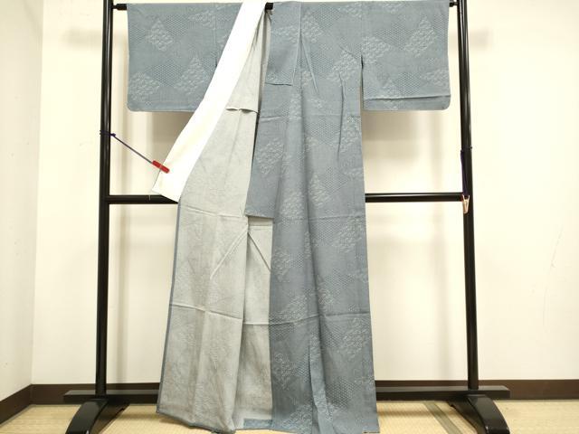 平和屋着物▽江戸小紋 単衣 切嵌花文 正絹 逸品 未使用 DABH4752du