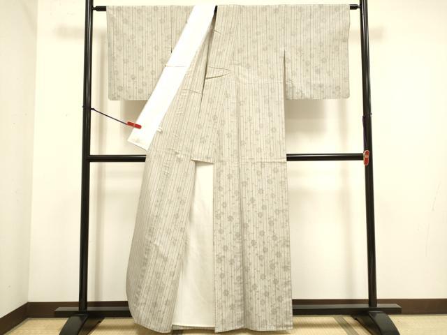 平和屋着物▽上質な小紋 単衣 もじり織 花唐草文 正絹 逸品 DABH4753du