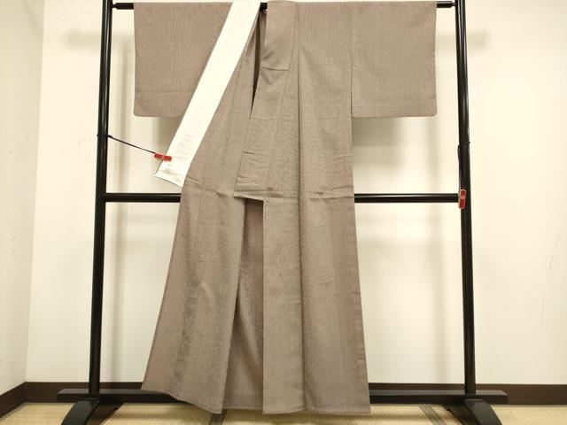 平和屋着物▽上質なお召 単衣 格子 正絹 逸品 DABH4761du