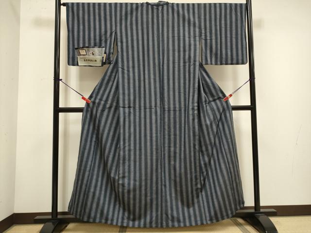 平和屋着物▽上質な紬 単衣 名匠秀逸極上織 間道 証紙付き 正絹 逸品 DABH4767du
