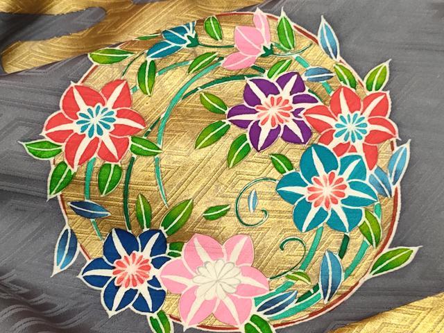 平和屋本店●本手描友禅作家 秋山章 お引きずり・引き振袖 和装 結婚式 舞妓 芸妓 芸者 衣装 花車文 暈し染め 金彩 逸品 DABH4779du