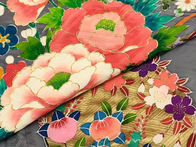 平和屋本店●本手描友禅作家 秋山章 お引きずり・引き振袖 和装 結婚式 舞妓 芸妓 芸者 衣装 花車文 暈し染め 金彩 逸品 DABH4779du