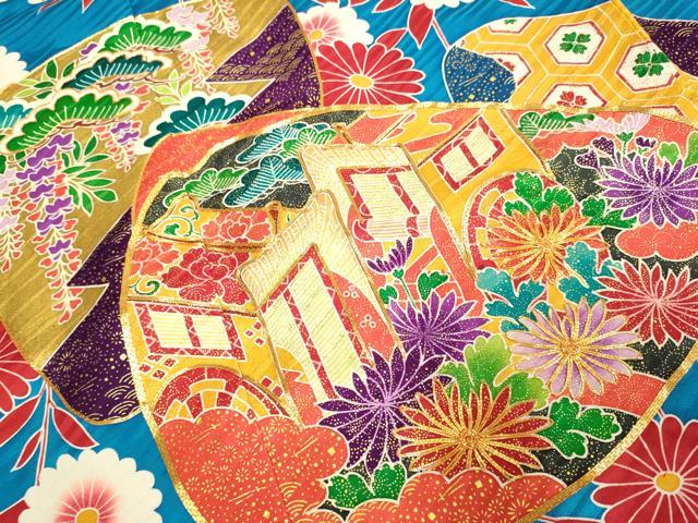 平和屋本店●お引きずり・引き振袖 和装 結婚式 舞妓 芸妓 芸者 衣装 駒刺繍 貝合わせ御所車花文 暈し染め 金彩 逸品 DABH4784du