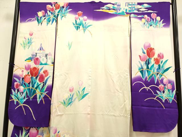平和屋本店●お引きずり・お引き摺り・引き振袖 和装 結婚式 舞妓 芸妓 芸者 衣装 花衣 卯月 チューリップ 暈し染め 金彩 逸品 DABH4785du
