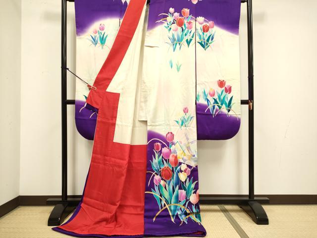 平和屋本店●お引きずり・お引き摺り・引き振袖 和装 結婚式 舞妓 芸妓 芸者 衣装 花衣 卯月 チューリップ 暈し染め 金彩 逸品 DABH4785du