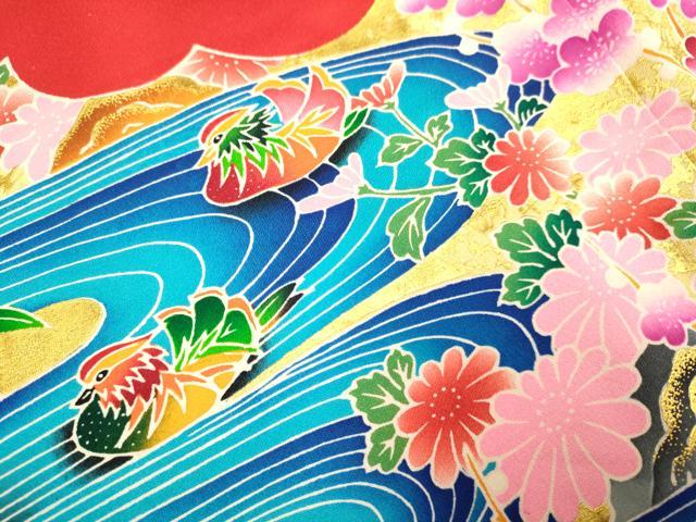 平和屋本店●お引きずり・お引き摺り・引き振袖 和装 結婚式 舞妓 芸妓 芸者 衣装 駒刺繍 流水鴛鴦風景花文 金彩 逸品 DABH4790du