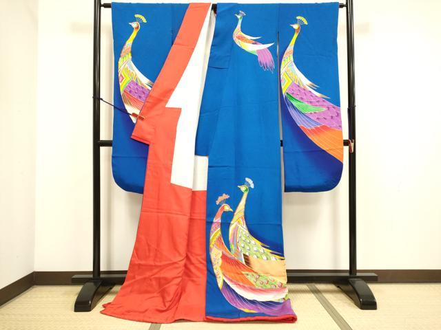 平和屋本店●お引きずり・お引き摺り・引き振袖 和装 結婚式 舞妓 芸妓 芸者 衣装 駒刺繍 孔雀文 暈し染め 金彩 逸品 DABH4795du
