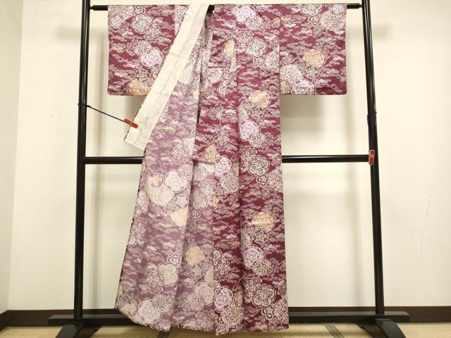 平和屋着物▽小紋 単衣 梅松文 洗える着物 DABH4800du