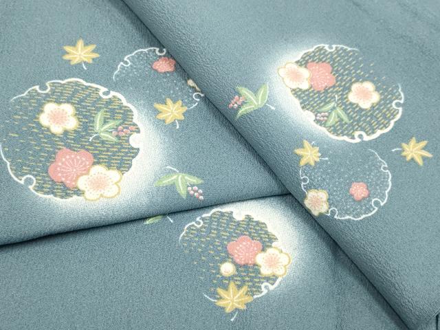 平和屋着物▽小紋 単衣 雪輪花文 蛍暈し やまと誂製 洗える着物 DABH4801du