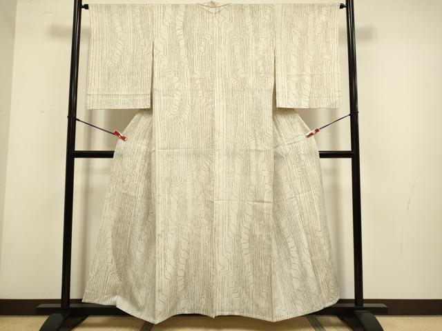 平和屋着物▽上質な小紋 単衣 幾何学文様 正絹 逸品 DABH4843du