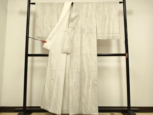 平和屋着物▽上質な小紋 単衣 幾何学文様 正絹 逸品 DABH4843du