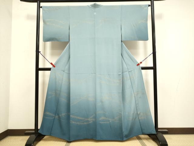平和屋着物▽人間国宝 福田喜重 訪問着 単衣 箔散らし霞文 暈し染め 金彩 正絹 逸品 DABH4851du