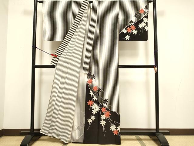 平和屋着物▽訪問着 単衣 枝楓文 洗える着物 DABH4852du