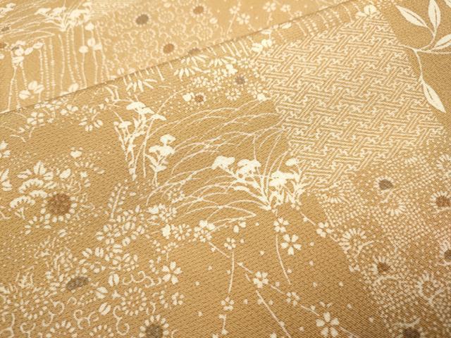平和屋着物▽上質な小紋 単衣 吉祥花文 正絹 逸品 DABH4854du