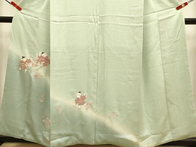 平和屋着物▼中国三大刺繍 相良刺繍 総刺繍 訪問着 童子 暈し染め 金糸 正絹 逸品 DABH4862du