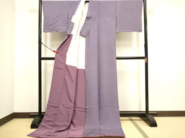 平和屋本店●お引きずり・お引き摺り 色無地 和装 舞台 舞妓 芸妓 芸者 衣装 鮫小紋地紋 葡萄鼠色 逸品 DABH4866du