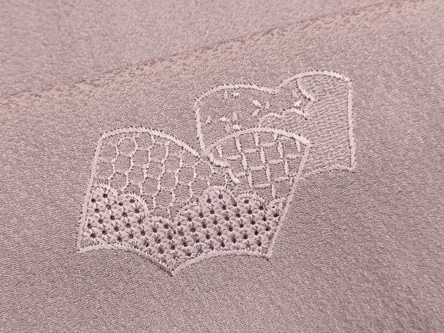 平和屋着物▼中国三大刺繍 スワトウ刺繍 汕頭刺繍 総刺繍 無地絵羽訪問着 冊子花文 濃い鴇浅葱色 正絹 逸品 DABH4870du