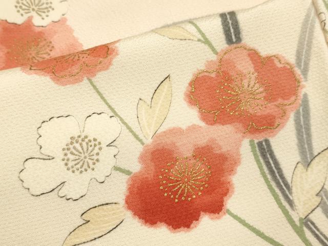 平和屋着物▼上質な小紋 草花文 暈し染め 金彩 正絹 逸品 DABH4878du
