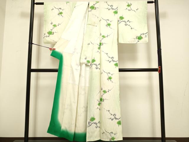 平和屋着物▼上質な小紋 枝梅文 暈し染め 正絹 逸品 DABH4880du