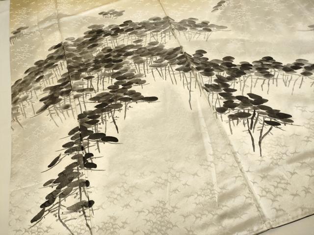 平和屋着物▼訪問着 手描き 松文 暈し染め 正絹 逸品 DABH4882du