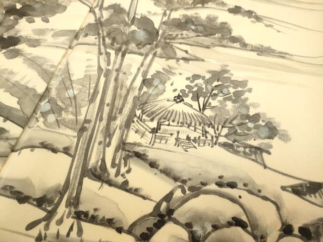 平和屋着物▼訪問着 手描き 風景文 正絹 逸品 DABH4883du