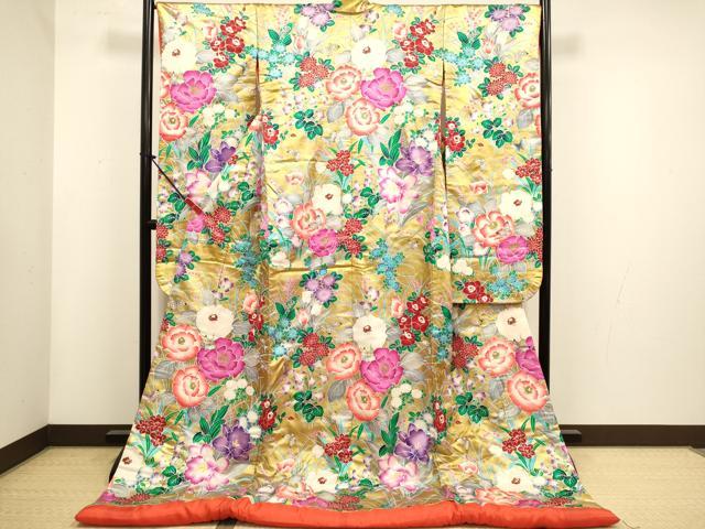 平和屋本店●色打掛 お引きずり 和装 婚礼 結婚式 花嫁 神社挙式 花蝶文 金彩 逸品 DABH4909du