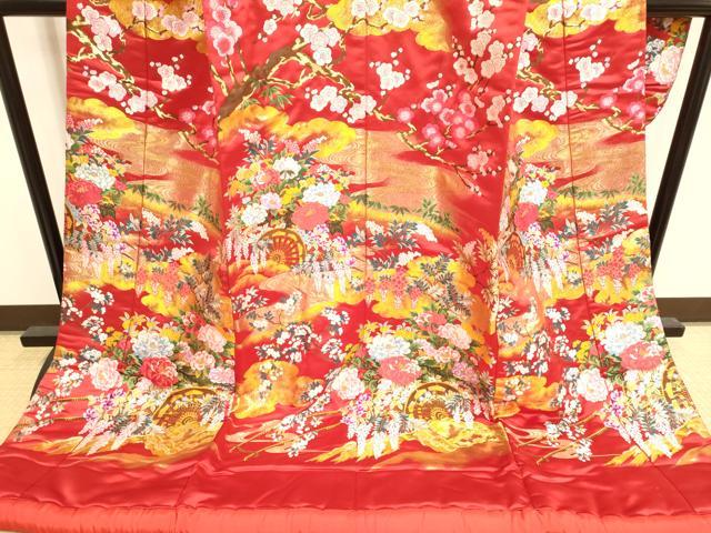 平和屋本店●色打掛 お引きずり 和装 婚礼 結婚式 花嫁 神社挙式 唐織 飛鶴花車文 金銀糸 逸品 DABH4915du