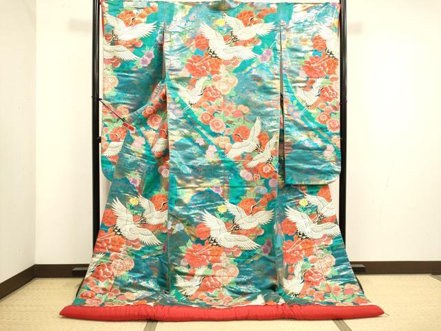 平和屋本店●色打掛 お引きずり 和装 婚礼 結婚式 花嫁 神社挙式 唐織 飛鶴花文 金糸 逸品 DABH4916du