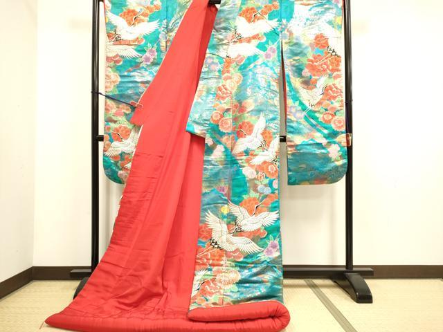 平和屋本店●色打掛 お引きずり 和装 婚礼 結婚式 花嫁 神社挙式 唐織 飛鶴花文 金糸 逸品 DABH4916du