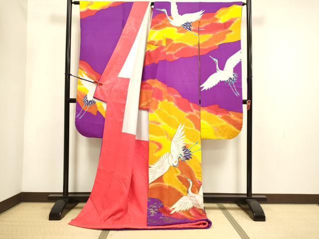平和屋本店●お引きずり・お引き摺り・引き振袖 和装 結婚式 舞妓 芸妓 芸者 衣装 駒刺繍 飛鶴文 逸品 DABH4923du