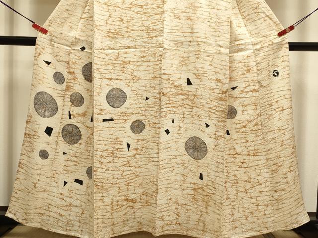 平和屋着物▽訪問着 単衣 作家物 幾何学文様 正絹 逸品 DABH4933du