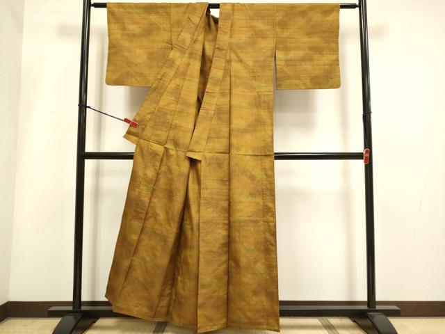 平和屋着物▽上質な紬 単衣 霞文 正絹 逸品 DABH4937du