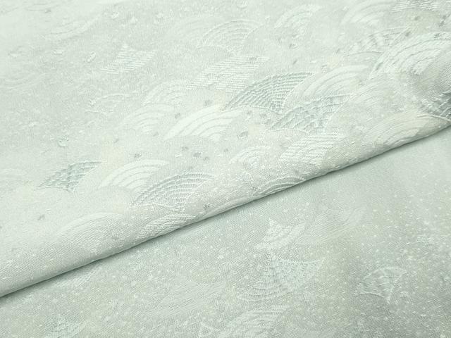 平和屋着物▽上質な色無地 単衣 青海波地紋 灰青色 正絹 逸品 DABH4940du