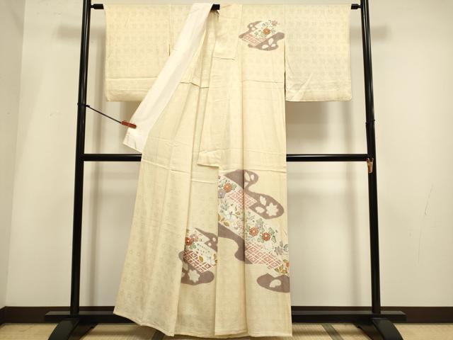 平和屋着物▽訪問着 単衣 霞取花文 正絹 逸品 DABH4943du