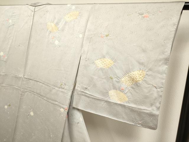 平和屋着物▽訪問着 単衣 刺繍 絞り 地紙花文 金彩 正絹 逸品 DABH4951du