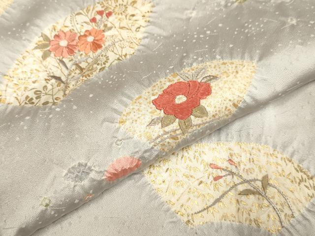 平和屋着物▽訪問着 単衣 刺繍 絞り 地紙花文 金彩 正絹 逸品 DABH4951du